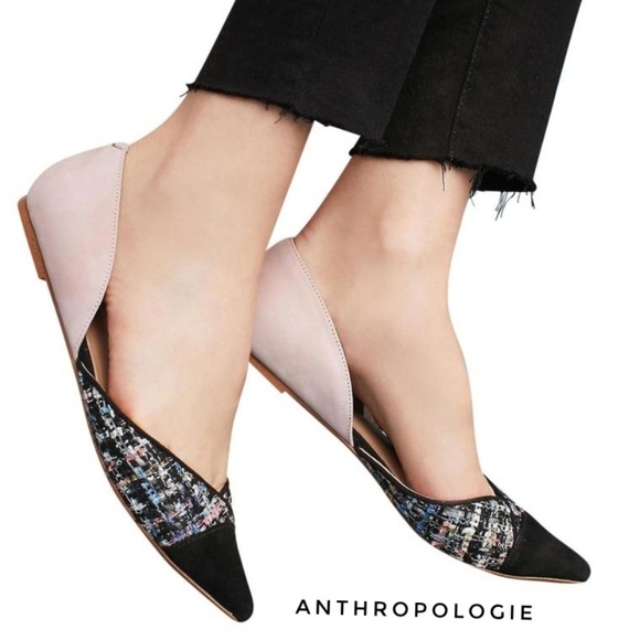 Anthropologie Shoes - Anthropologie D'orsay pink tweed flats
